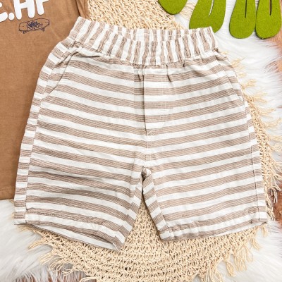 Conj. Camiseta Skate.HF e Bermuda Listrada - Marrom e Areia